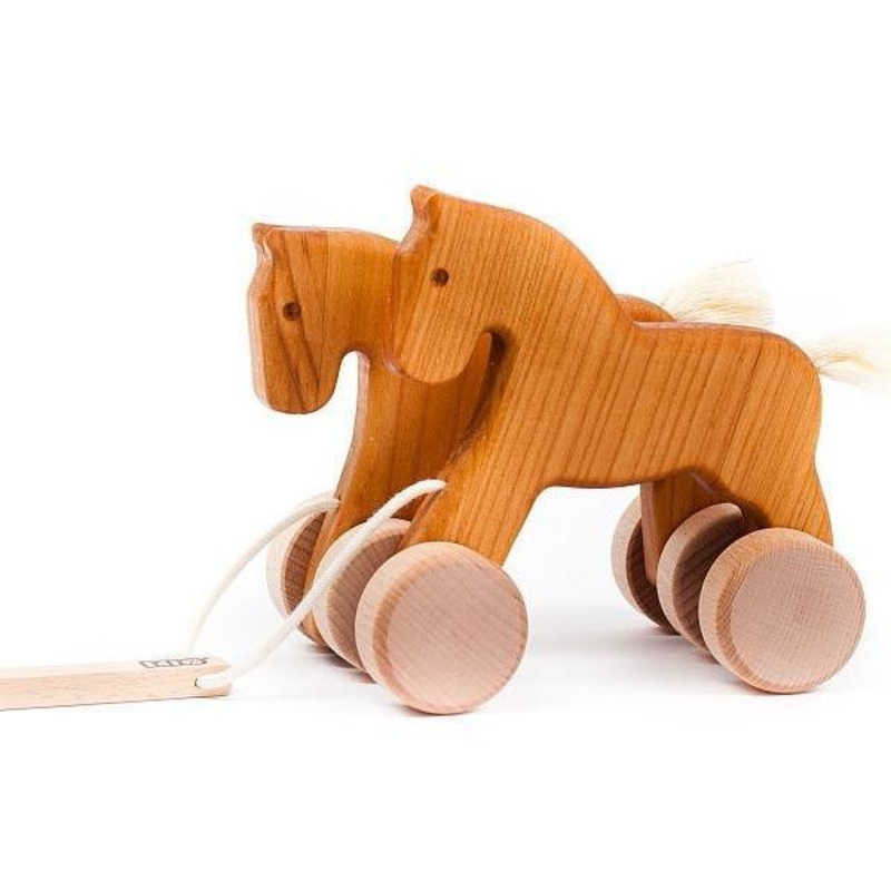 Galloping / Jumping Horses Toy in Natural by Little Poland Gallery
