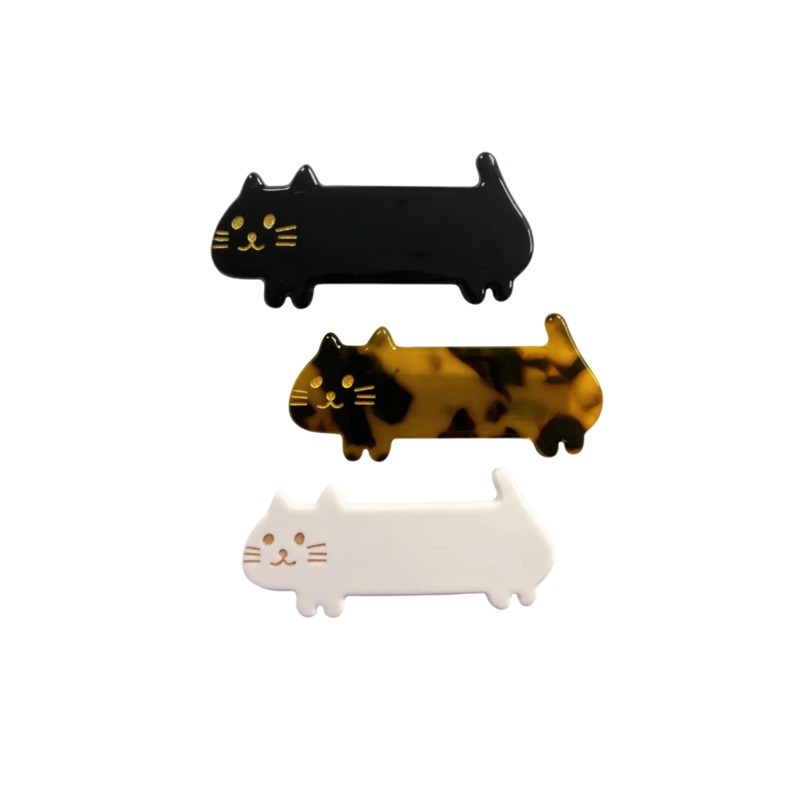 Mas Gatos Barrette Set of 3 – White/Black by Milk Teeth
