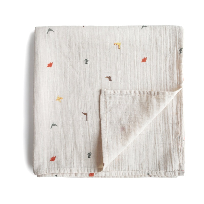 Organic Muslin Swaddle – Dinosaurs by Mushie & Co