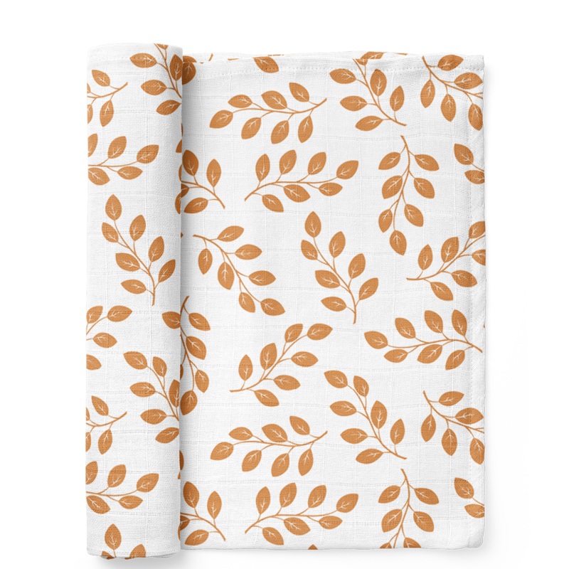 Leaves Muslin Swaddle – Amber by Mini Wander