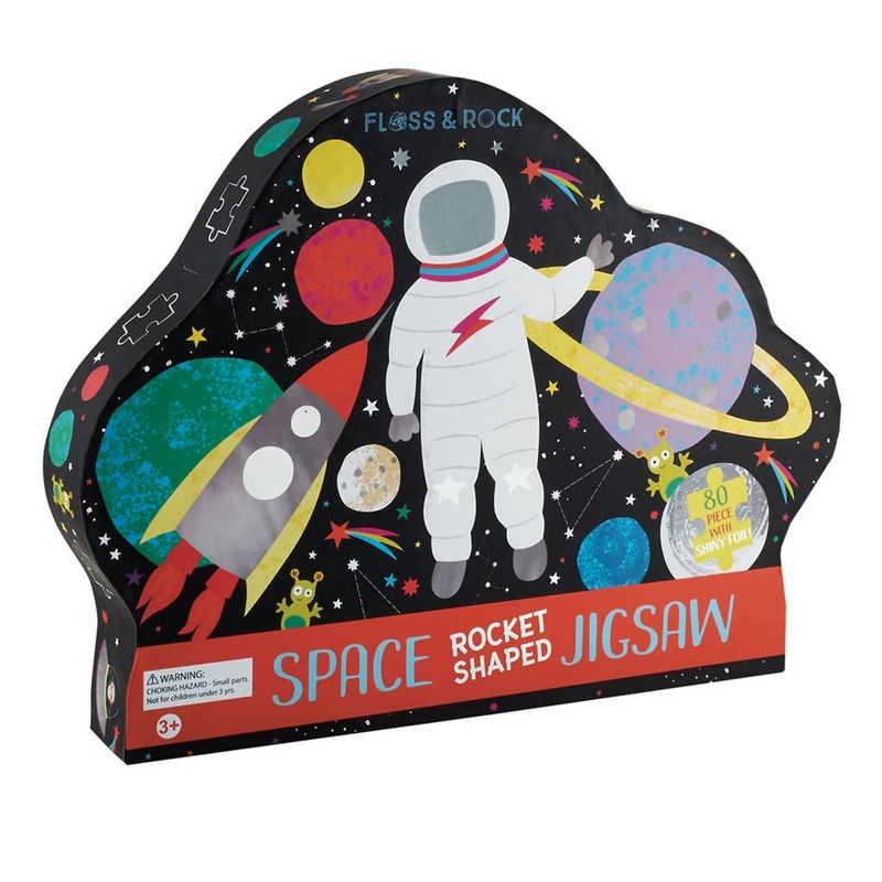 Space Rocket Shaped Jigsaw – 80 Pieces by Floss & Rock