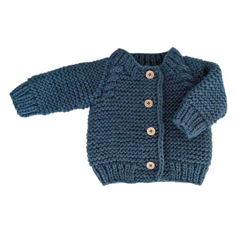 Garter Stitch Cardigan  – Slate by Huggalugs – FINAL SALE