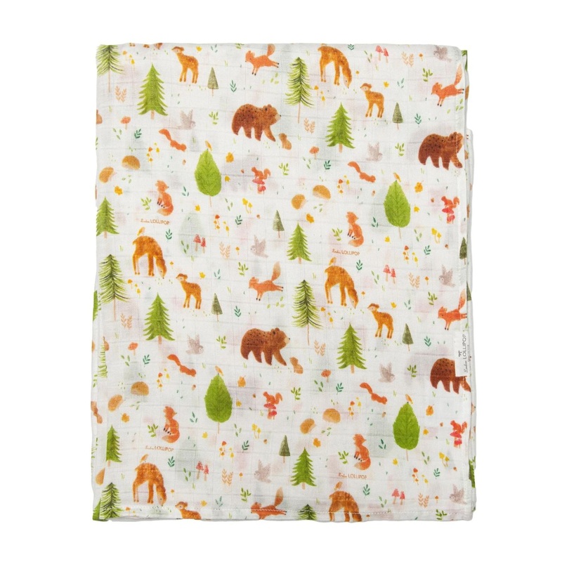Luxe Muslin Swaddle – Forest Friends by Loulou Lollipop