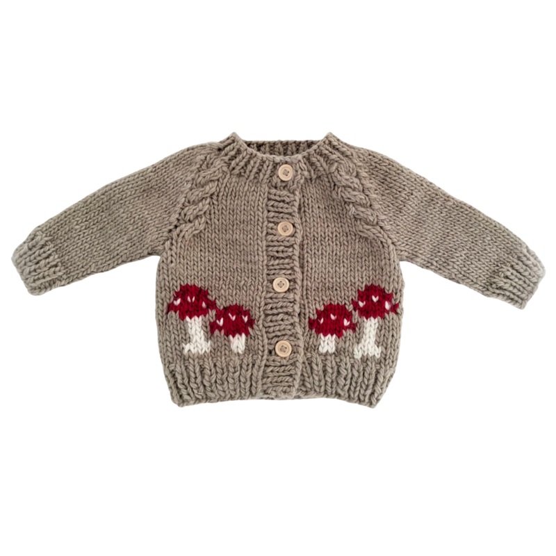 Mushroom Cardigan Sweater – Pebble by Huggalugs