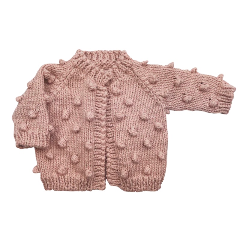 Popcorn Hand Knit Cardigan Sweater – Blush by The Blueberry Hill