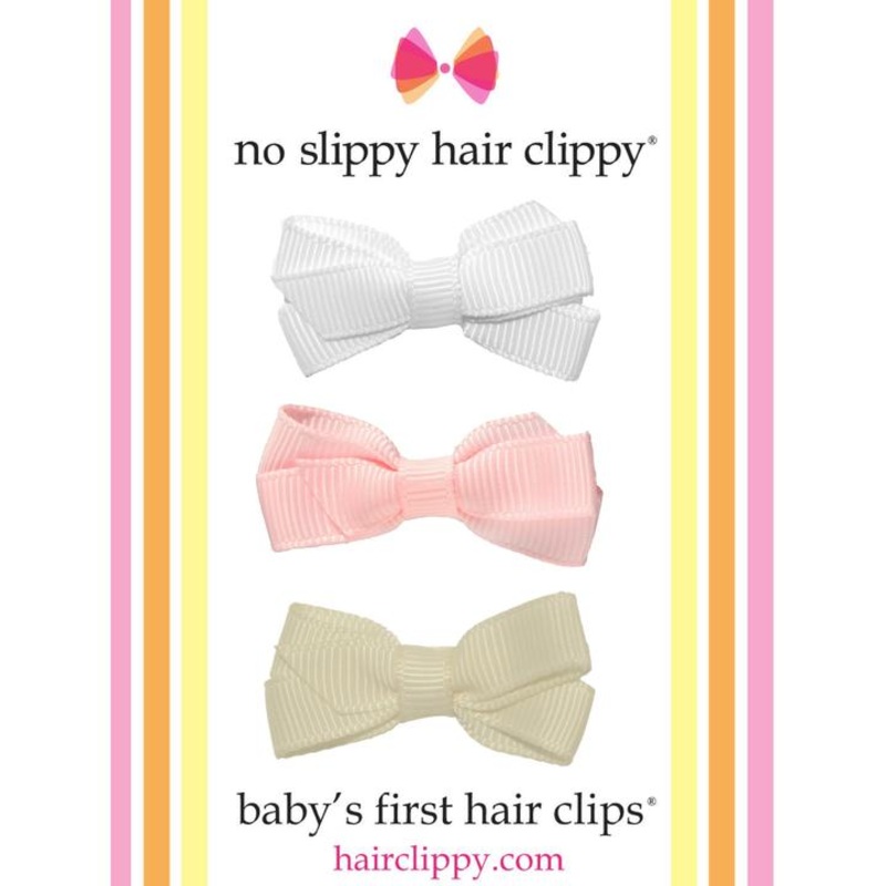 Baby’s First Hair Clip Gift Set – White + Cream + Pink by No Slippy Hair Clippy
