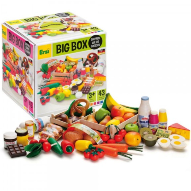 Big Box of Wooden Play Food Assortment (43 Pieces) by Erzi