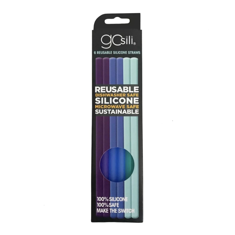 Reusable Silicone Straws – Blue Ombre by GoSili