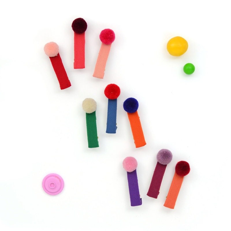 Jewel Tone Pom Pom Hair Clips – Purple by Hello Shiso