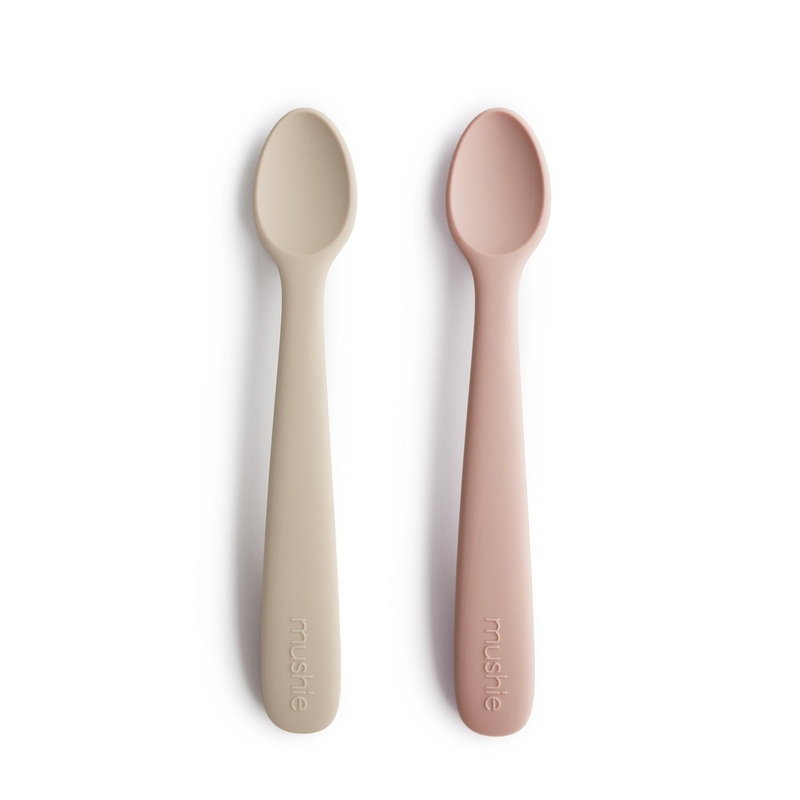 Silicone Feeding Spoons 2 Pack – Blush/Shifting Sand by Mushie & Co