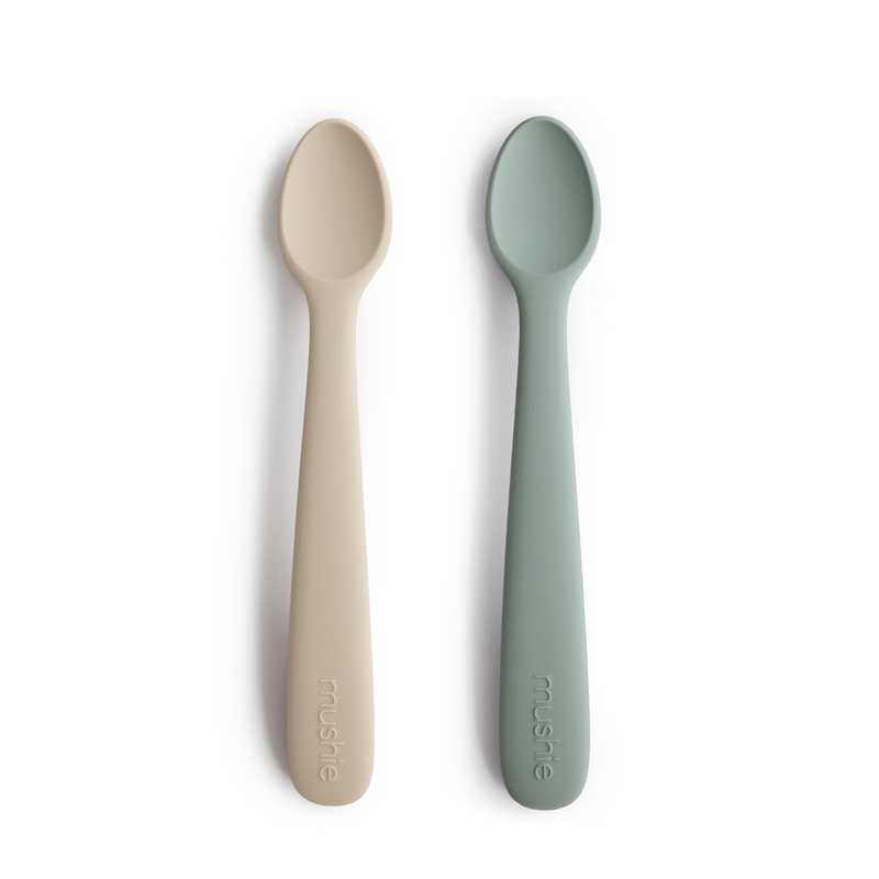 Silicone Feeding Spoons 2 Pack – Cambridge Blue/Shifting Sand by Mushie & Co