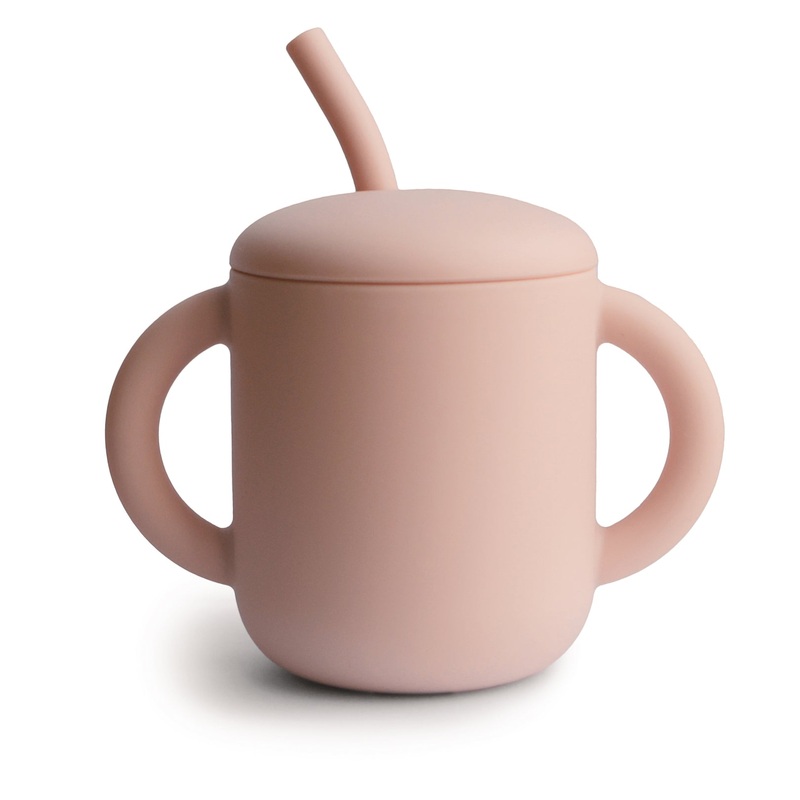 Silicone Training Cup + Straw – Blush by Mushie & Co