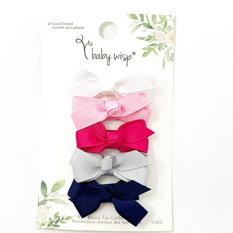 Chelsea Grosgrain Bows on Snap Clips Set of 5 – Prep Girl by Baby Wisp