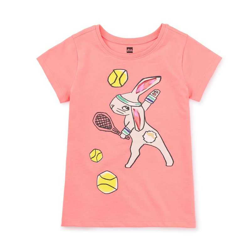 Tennis Bunny Graphic Tee – Bubble Gum by Tea Collection FINAL SALE