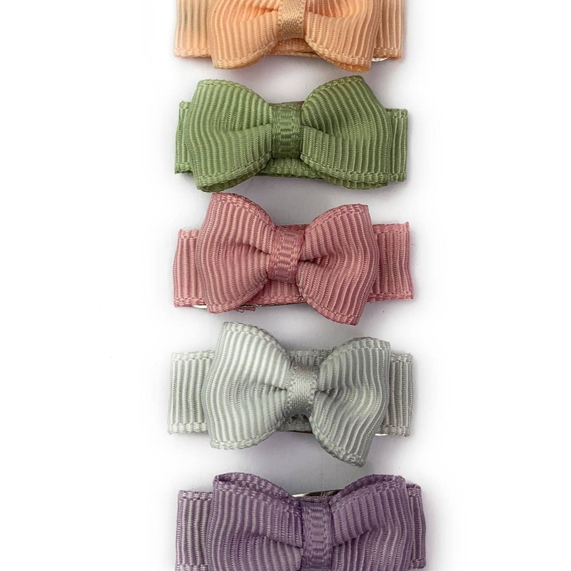 Tiny Tuxedo Bows on Snap Clips Set of 5 – Watercolors by Baby Wisp