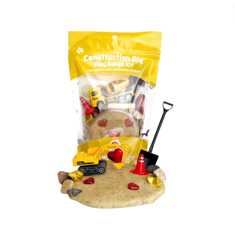 Valentines “I Dig You” Construction Sensory Play Dough Kit by Earth Grown KidDoughs