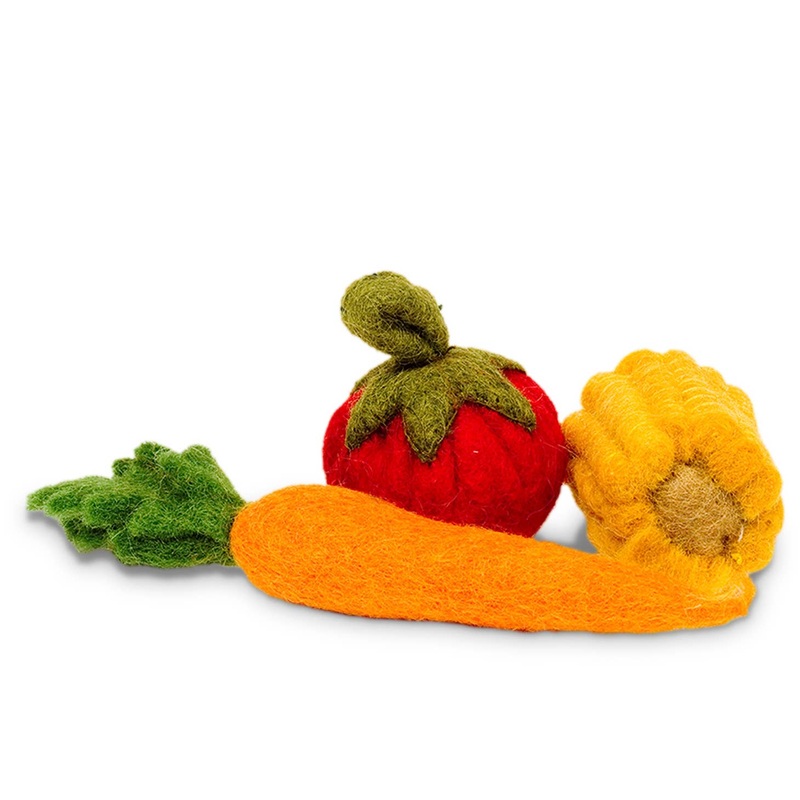 Veggies Wool Cat Toy – Pack of 3 by Dharma Dog Karma Cat