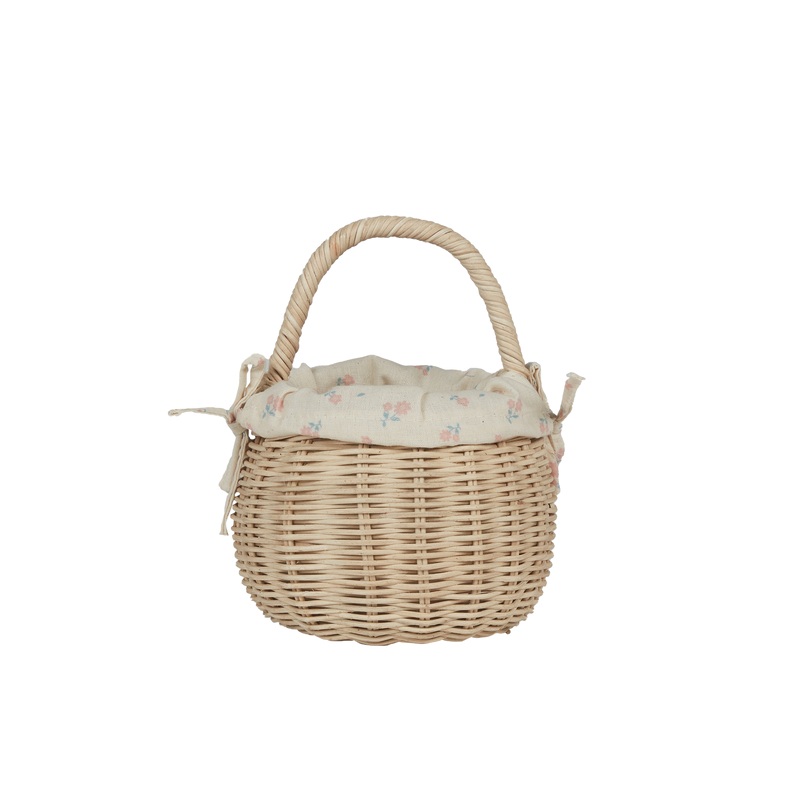 Rattan Berry Bunny Basket – Straw Rattan / Pansy by Olli Ella