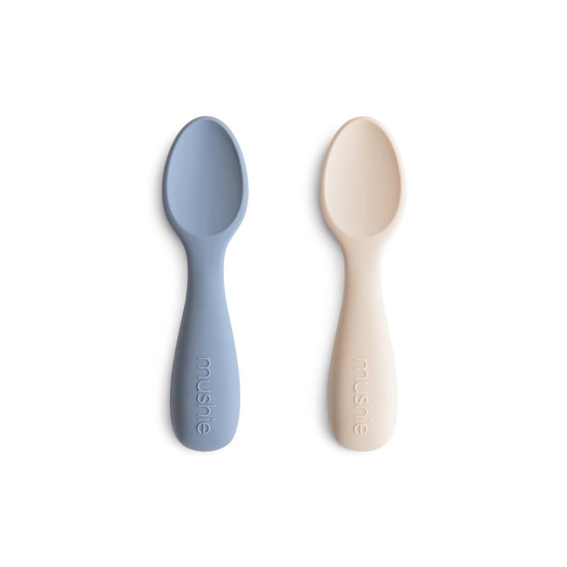 Silicone Toddler Starter Spoons 2-Pack – Tradewinds/Shifting Sand by Mushie & Co