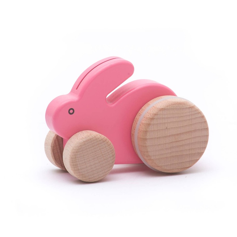 Small Hopping Rabbit Wooden Toy – Pink by Little Poland Gallery