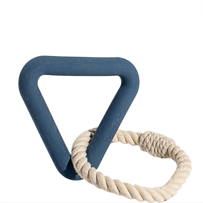 Triangle Tug Dog Chew Toy – Navy by Wild One
