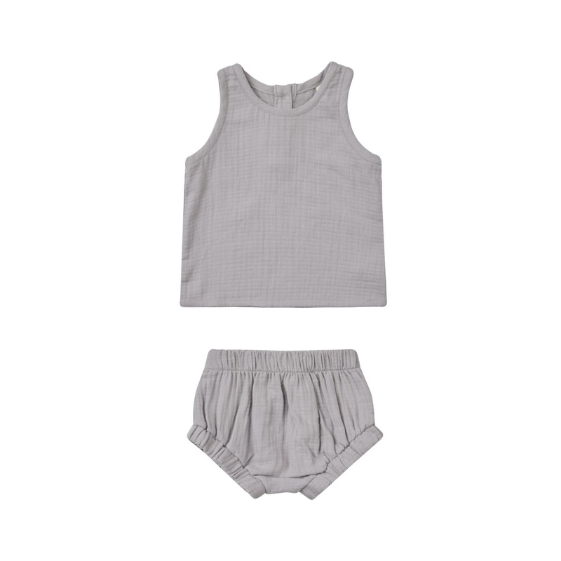Woven Tank + Short Set – Periwinkle by Quincy Mae FINAL SALE