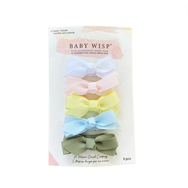 Chelsea Grosgrain Bows on Snap Clips Set of 5 – Pastel Dream by Baby Wisp