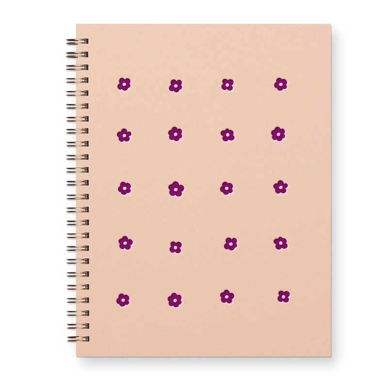Flower Grid Journal: Lined Notebook – Shell/Mulberry by Ruff House Print Studio