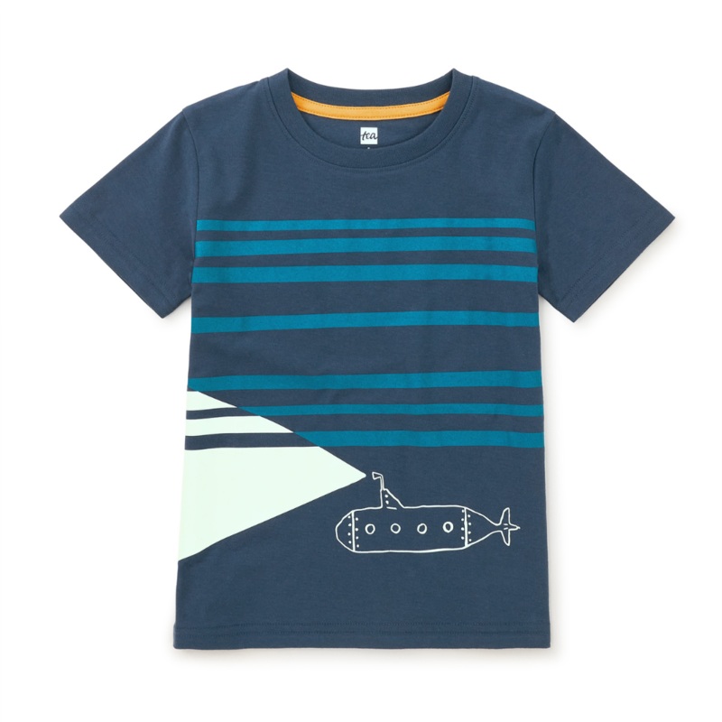 Glow in the Dark Submarine Tee – Whale Blue by Tea Collection FINAL SALE