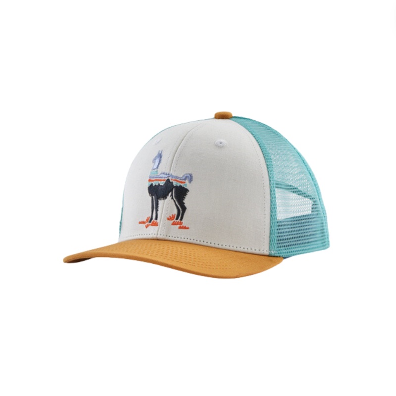 Kids’ Trucker Hat – Fitz Roy Guanaco: White by Patagonia