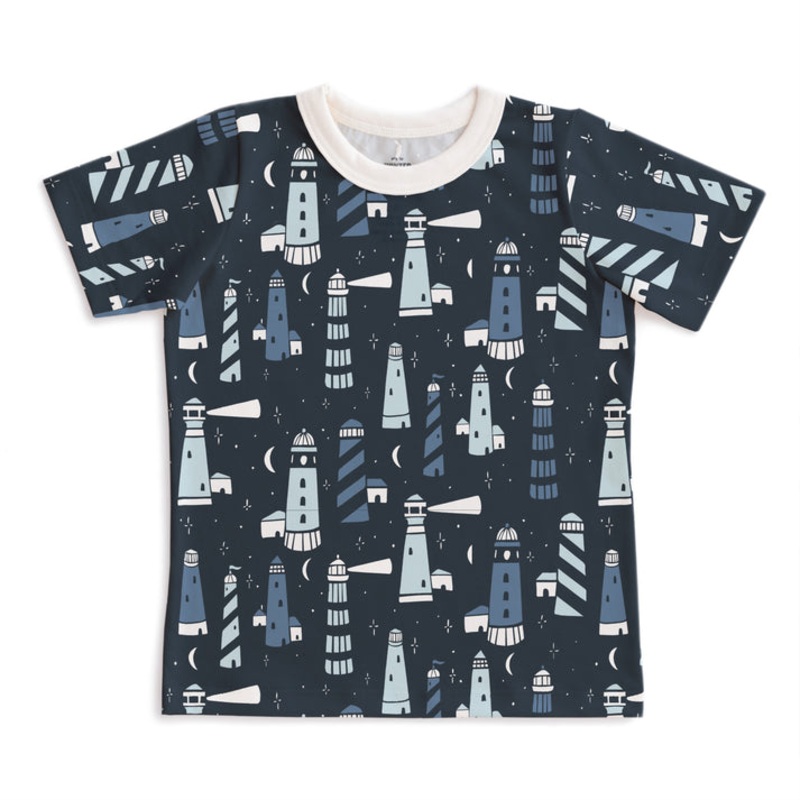 Short Sleeve Tee – Lighthouses Night Sky by Winter Water Factory – FINAL SALE