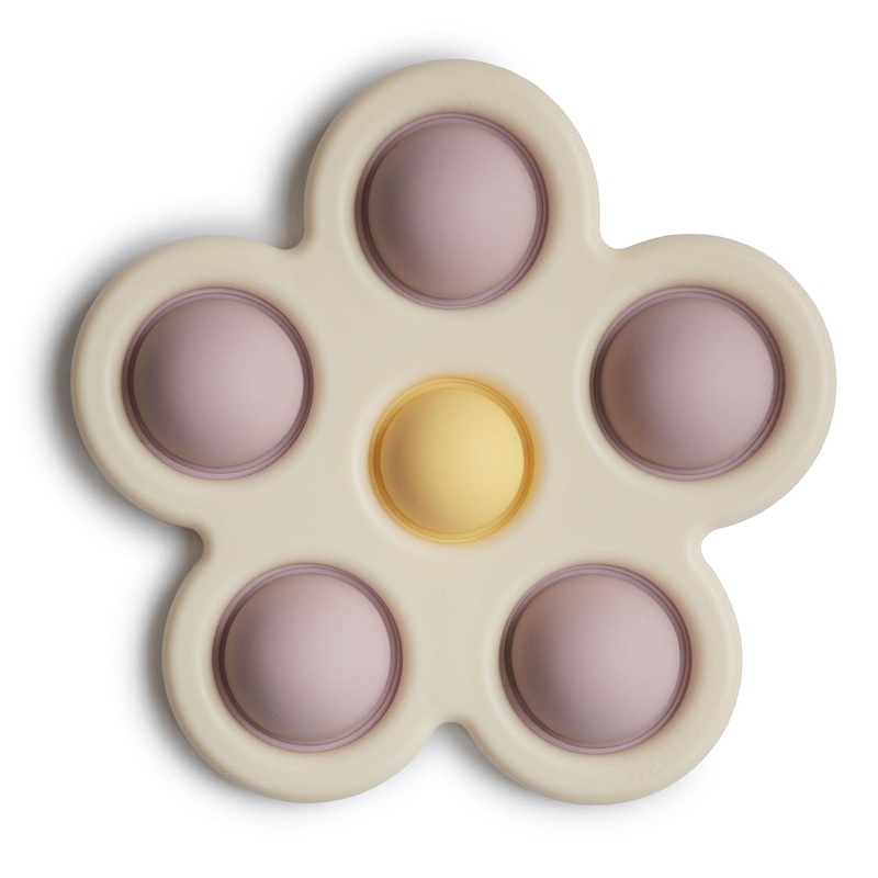 Flower Press Toy – Soft Lilac/Daffodil/Ivory by Mushie & Co