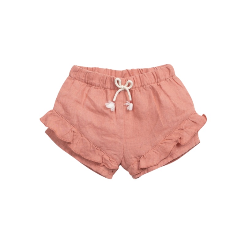 Linen Frill Shorts – Coral by Play Up – FINAL SALE