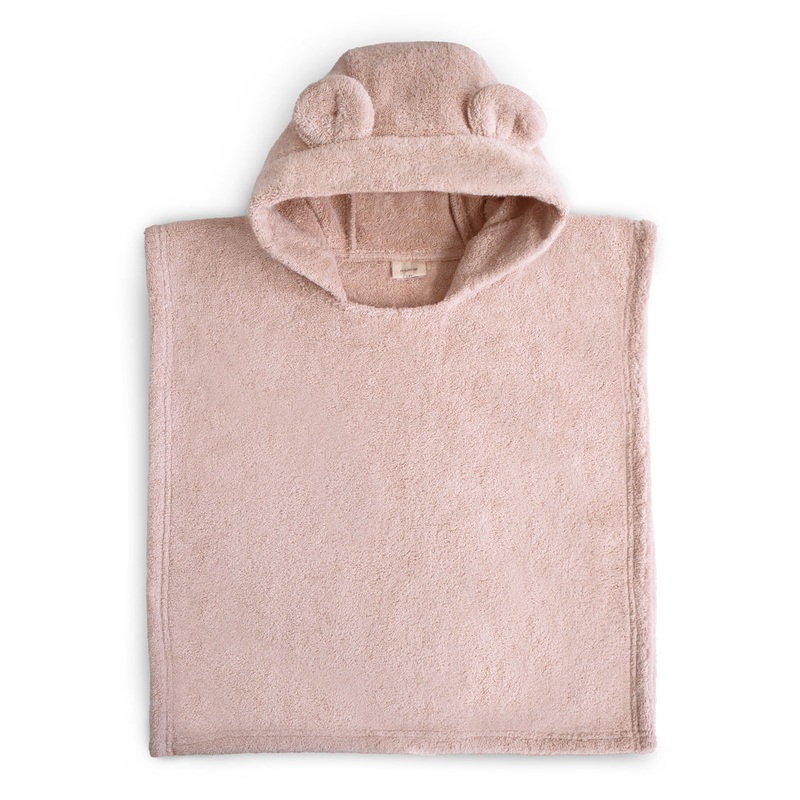 Organic Cotton Bear Poncho Towel – Blush by Mushie & Co
