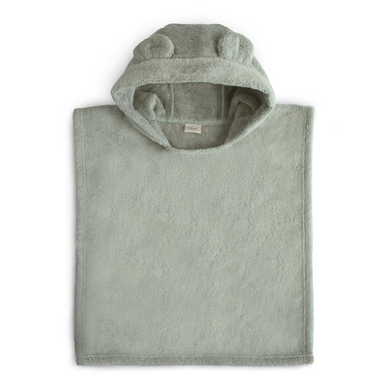 Organic Cotton Bear Poncho Towel – Moss by Mushie & Co