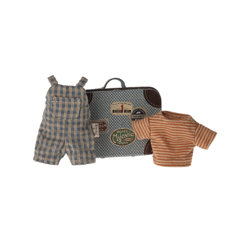 Overalls & Shirt in Suitcase, Mouse – Big Brother by Maileg