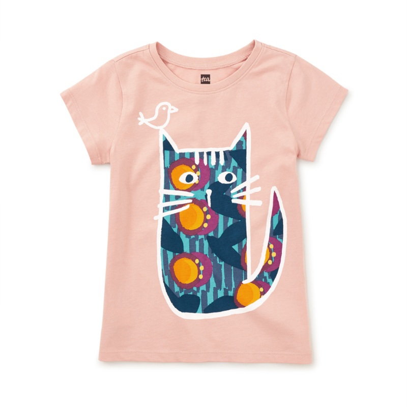 Passion Fruit Cat Graphic Tee – Cameo Pink by Tea Collection – FINAL SALE