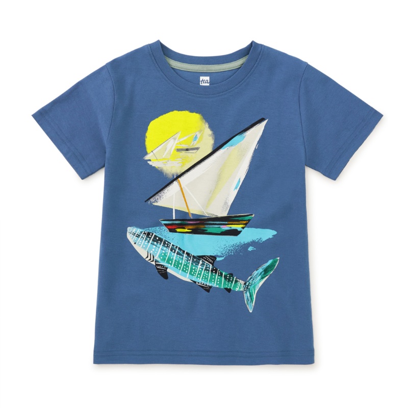 Shark & Sailboat Graphic Tee – Cobalt by Tea Collection FINAL SALE