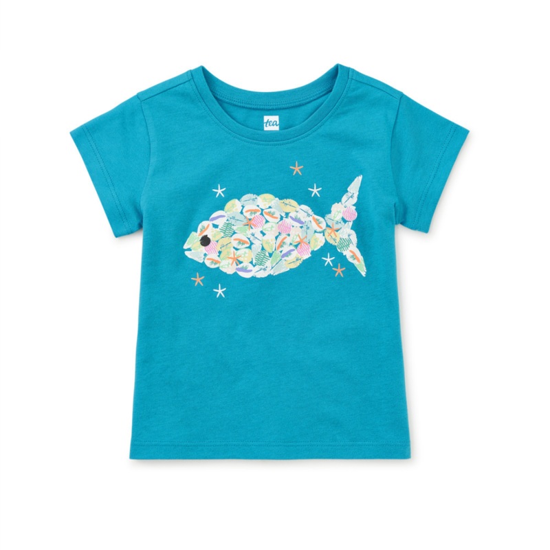 Shell Fish Graphic Tee – Nordic Blue by Tea Collection FINAL SALE