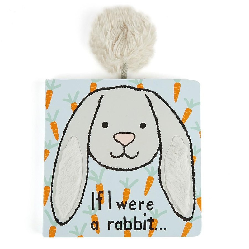 If I Were A Rabbit – Grey + Blue Board Book by Jellycat