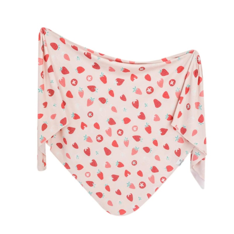 Knit Swaddle Blanket – Strawberry by Copper Pearl