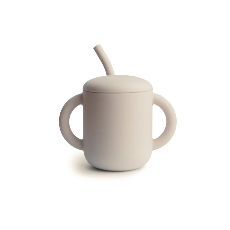 Silicone Training Cup + Straw – Shifting Sand by Mushie & Co