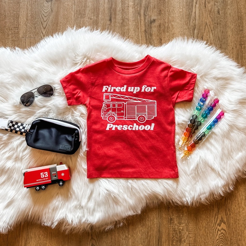 Fired Up For Preschool Tee – Heather Red by Mella Co