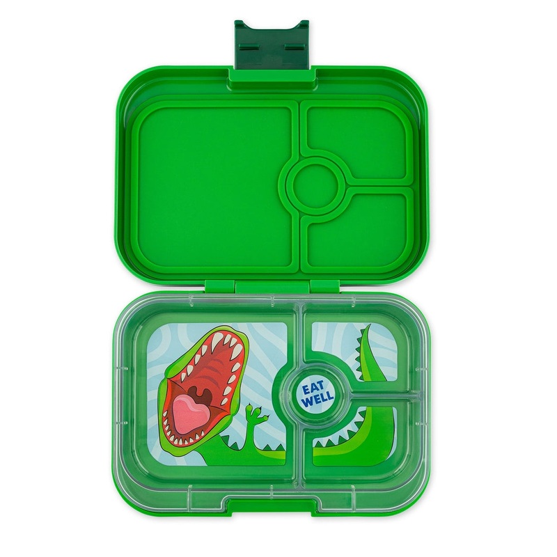 Leakproof Sandwich Friendly Bento Box – 4 Compartment – Jurassic Green – Dino by YumBox