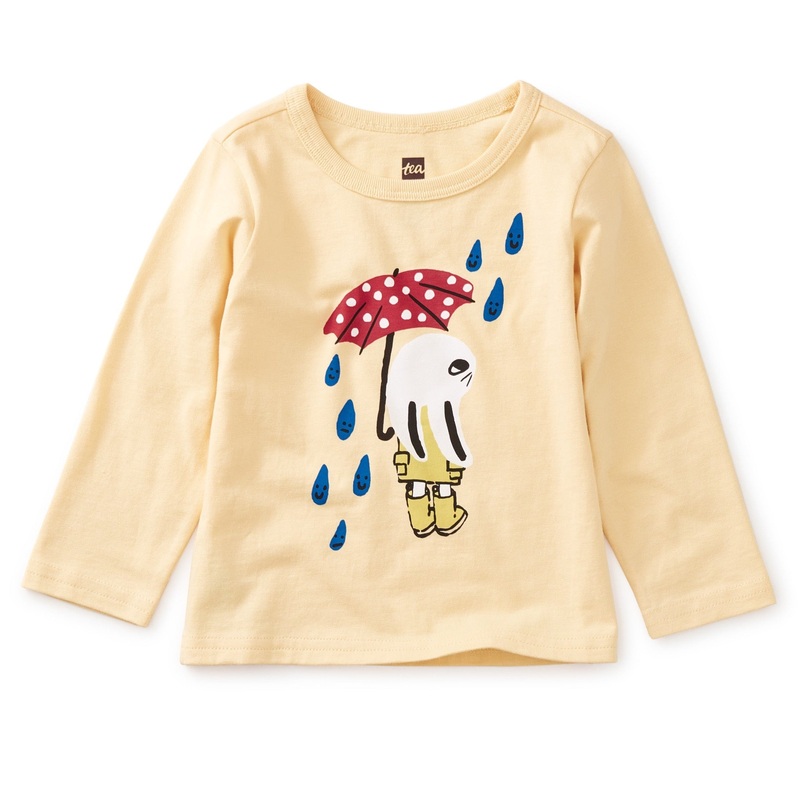 Rainy Rabbit Baby Graphic Long Sleeve Tee – Buttercream by Tea Collection FINAL SALE