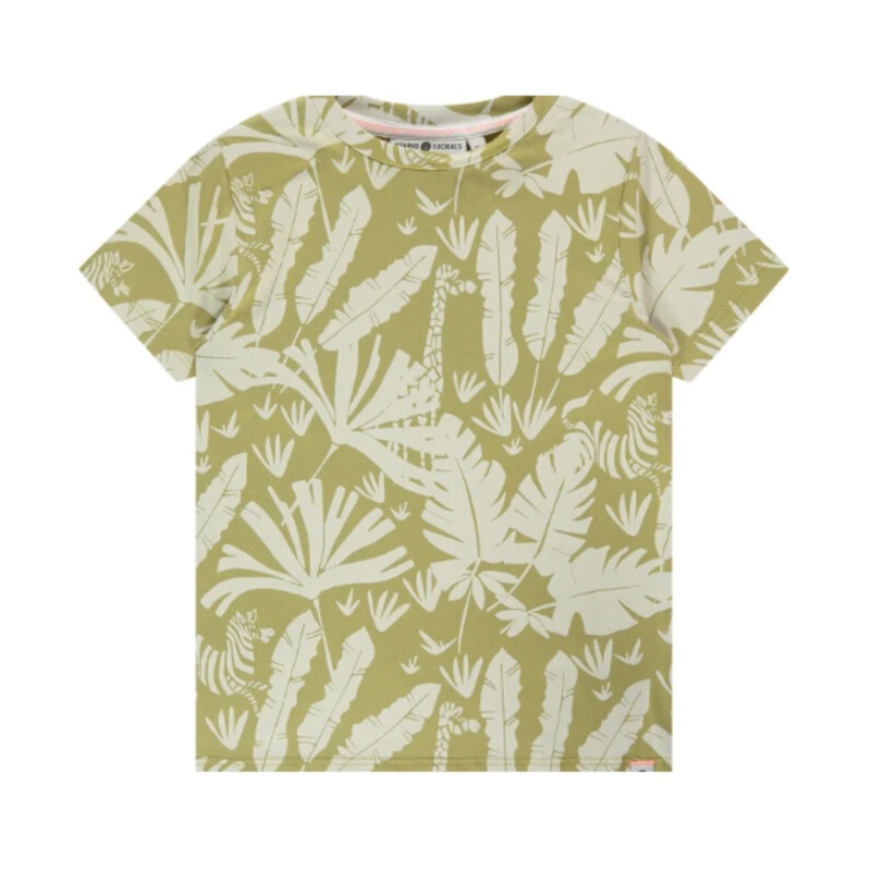 Tropical Leaf Short Sleeve Tee – Kiwi by Stains & Stories – FINAL SALE