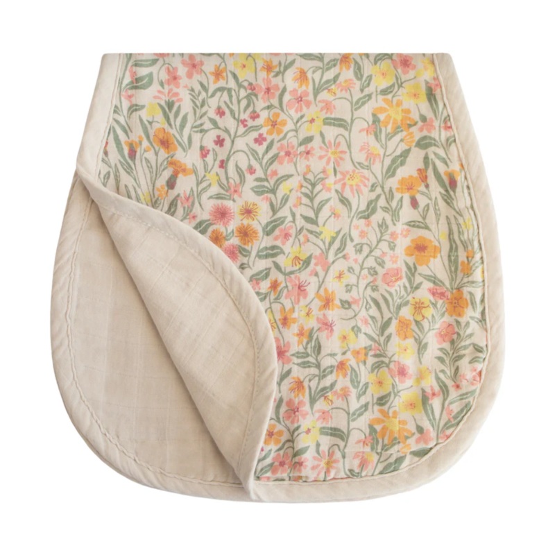 Organic Muslin Burp Cloth 2 Pack – Pastel Blooms/Fog by Mushie & Co