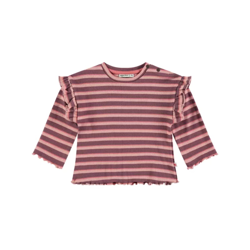 Baby Ruffle Sleeve Tee – Purple Stripes by Babyface – FINAL SALE