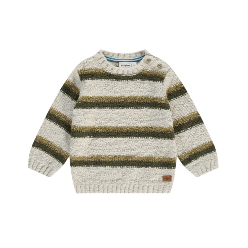 Baby Striped Sweater – Bone/Dark Forest by Babyface – FINAL SALE