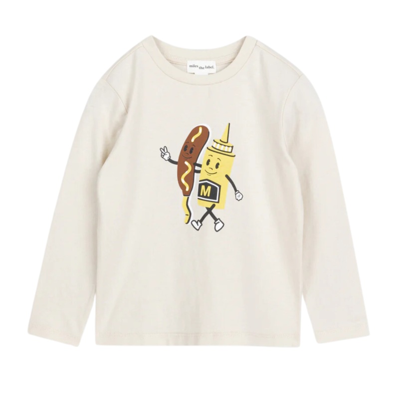 Jersey Top – Mustard & Corn Dog Print on Birch by miles the label. – FINAL SALE